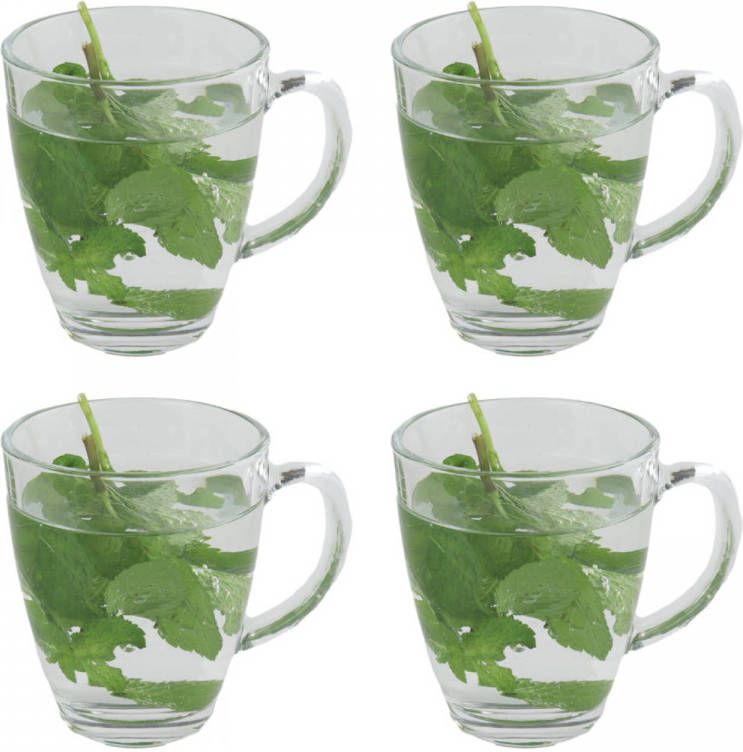 Orange85 Theeglazen Met Oor 4 Stuks 350 Ml Glas Groot Glas Transparant Theekopjes