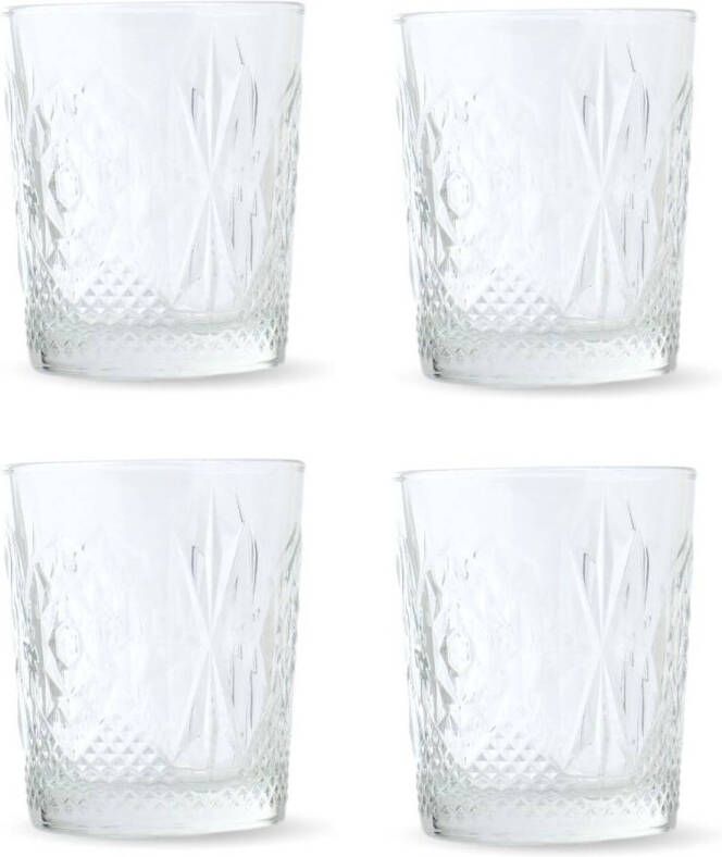 Orange85 Waterglazen Whiskeyglazen Set Van 4 Tumbler Transparant 370 Ml Glas