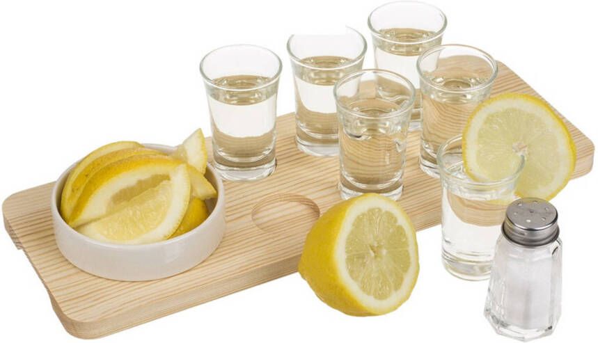 Out of the Blue Tequilla Shotjes Drinken Serveerplank 9 delig Shotglazen