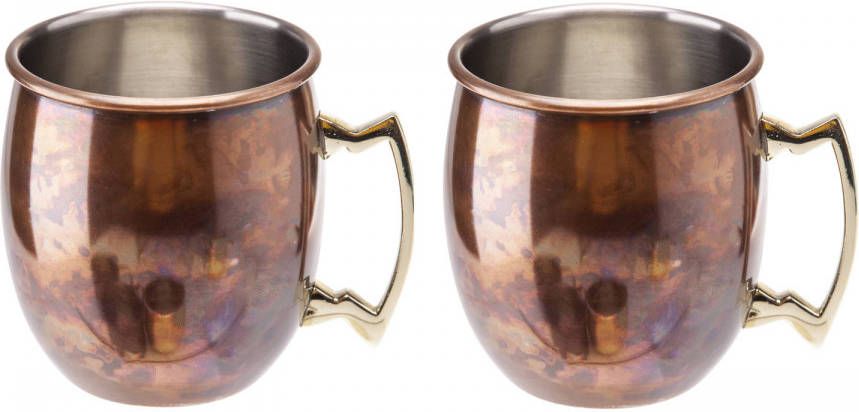 Shoppartners 2x Cocktailbekers/cocktailglazen Moscow Mule 450 Ml Antiek Koper Cocktailglazen