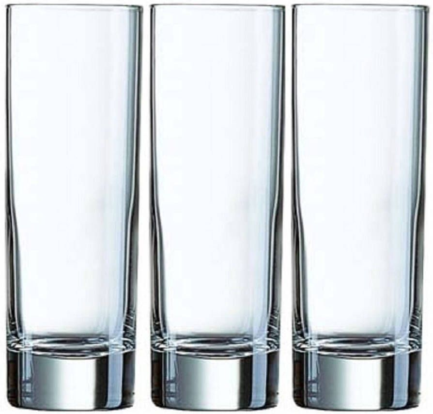 Shoppartners 3x Longdrinkglazen 220 Ml 22 Cl Longdrink Glazen Water/sapglazen Longdrink Glazen Van Glas