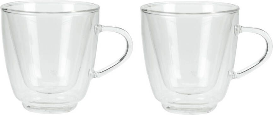Shoppartners Set Van 2x Dubbelwandige Koffie/espresso Glazen 160 Ml Transparant Koffie En Theeglazen