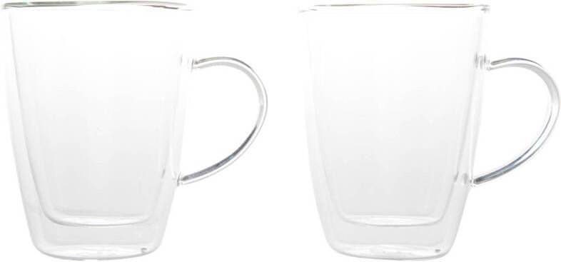 Shoppartners Set Van 2x Dubbelwandige Koffie/thee Glazen 250 Ml Transparant Koffie En Theeglazen