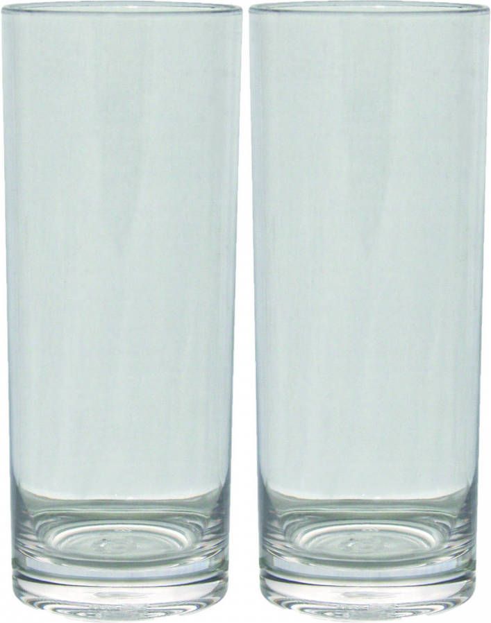Eurotrail Set Van 2x Stuks Onbreekbare Kunststof Camping Longdrink Glazen/waterglazen 360 Ml Longdrinkglazen