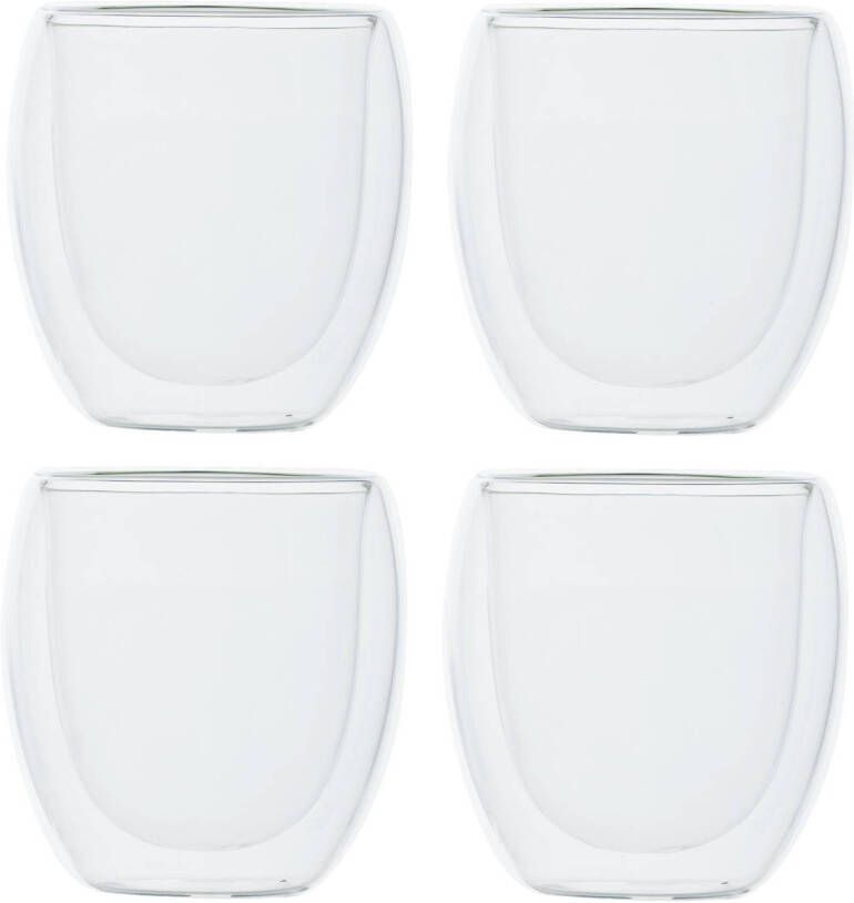 Shoppartners Set Van 4x Dubbelwandige Koffieglazen/cappuccino Glazen 300 Ml Koffie En Theeglazen