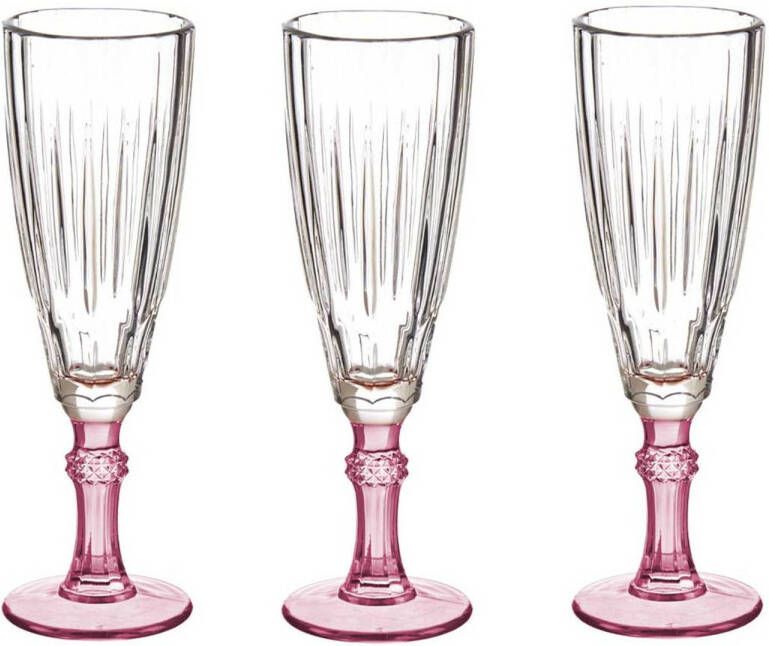 Vivalto Luxe Exotic Collection Champagneglazen Set 6x Stuks Op Roze Voet 170 Ml Champagneglazen