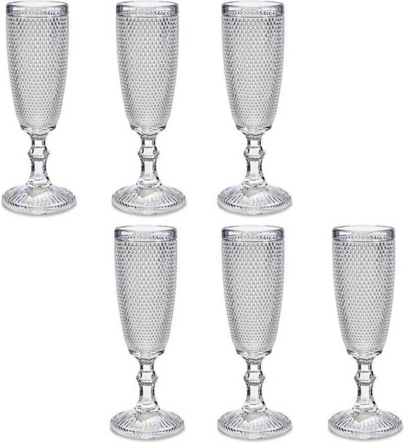Vivalto Luxe Monaco Serie Champagneglazen Set 12x Stuks Op Transparante Voet 180 Ml Champagneglazen