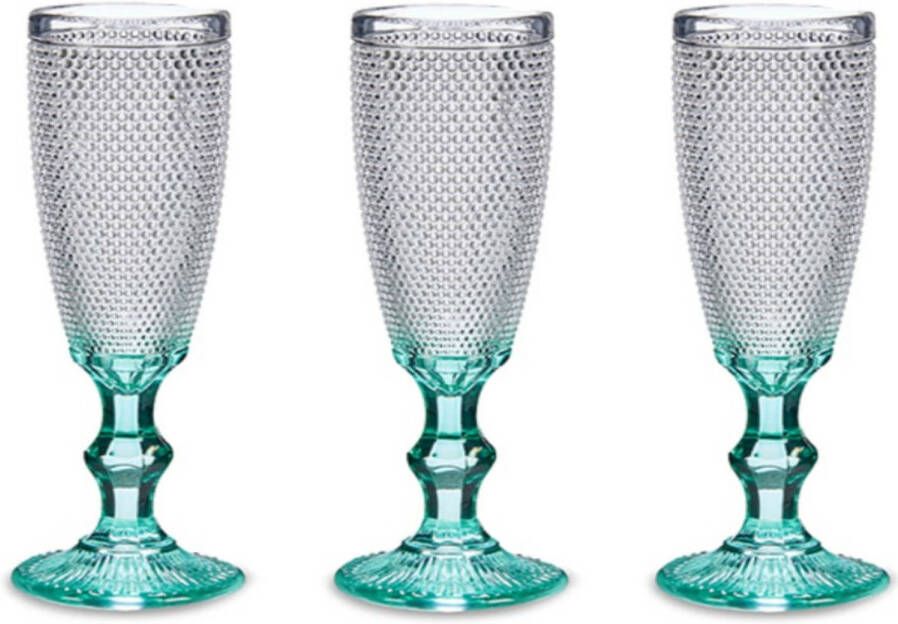 Vivalto Luxe Monaco Serie Champagneglazen Set 6x Stuks Op Turquoise Blauwe Voet 180 Ml Champagneglazen
