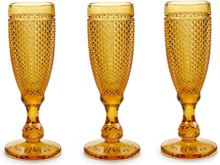 Vivalto Luxe Montreux Serie Champagneglazen Set 6x Stuks Amber Goud 180 Ml Champagneglazen