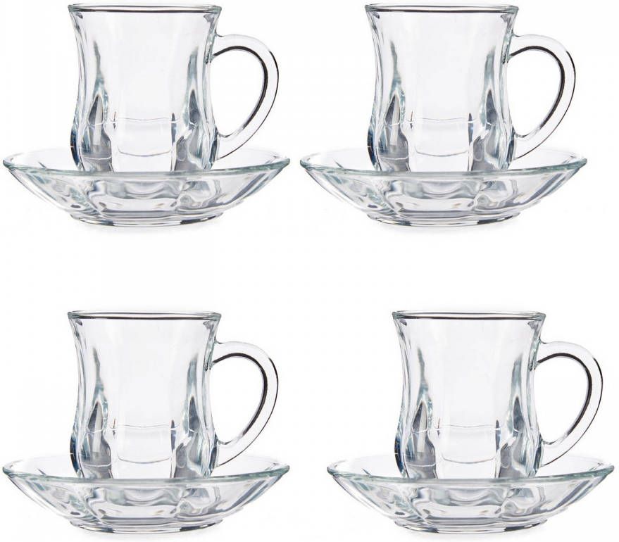 Vivalto Set Van 8x Stuks Marokkaanse Theeglazen Inclusief Schotel 125 Ml Koffie En Theeglazen