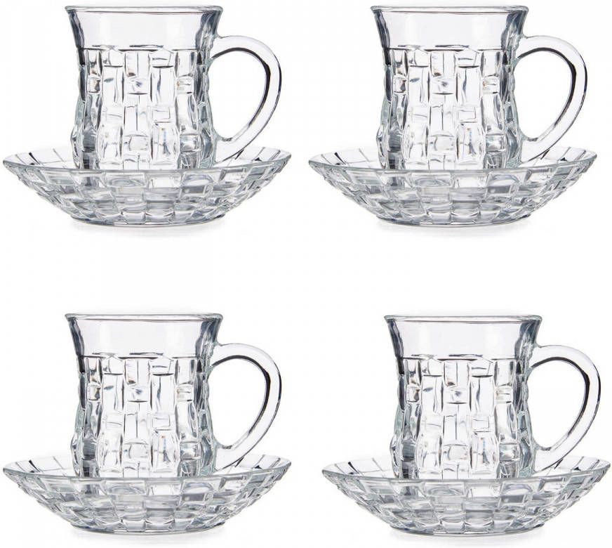 Vivalto Set Van 8x Stuks Marokkaanse Theeglazen Inclusief Schotel 125 Ml Koffie En Theeglazen