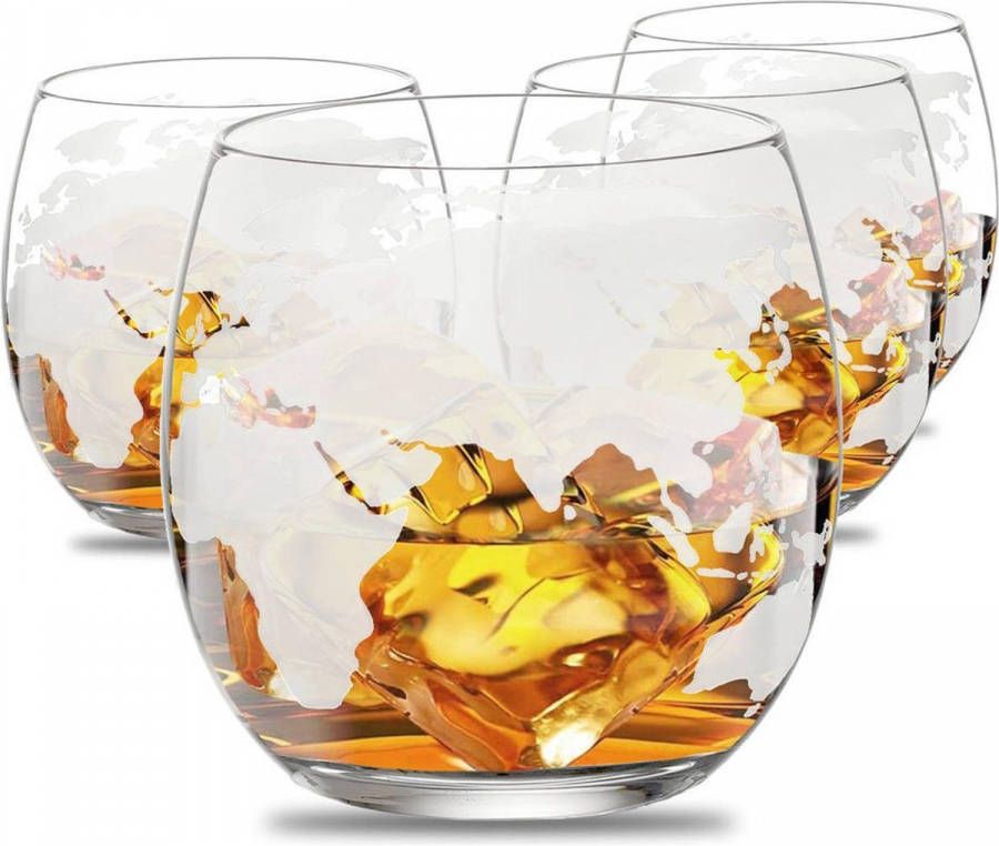 Whisiskey Wereldbol Whiskey Glazen 4 Glazen Whiskey Glazen Set Waterglazen Drinkglazen 370 Ml Whisky Glas