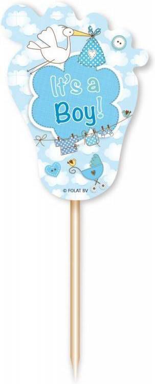 Folat Prikkers Geboorte Jongen Bamboe Blauw/wit 24 Stuks