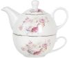 Clayre & Eef Tea For One 400 Ml Wit Roze Porselein Rond Bloemen Theepot Set Cadeau Voor Haar Theepot Met Kopje Wit online kopen