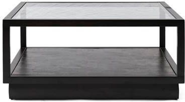 Rivièra Maison Salontafel 'Roger' Mangohout en Glas, 101 x 101cm