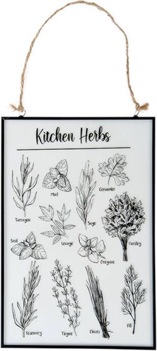 Esschert Design Glazen prent keukenkruiden 20x30cm