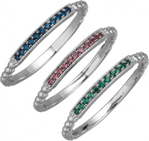 KLiNGEL 3 delige set damesringen van echt zilver Zilverkleur