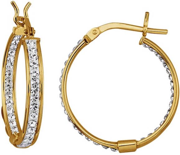 KLiNGEL Creolen met kristalsteentjes Geelgoudkleur