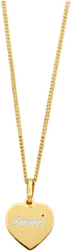 KLiNGEL Hanger Hart met ketting met kristal, van echt zilver Geelgoudkleur