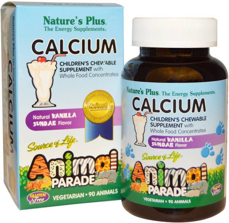 Calcium, Children&apos, s Chewable Supplement, Natural Vanilla Sundae Flavor(90 Animals) Nature&apos, s Plus