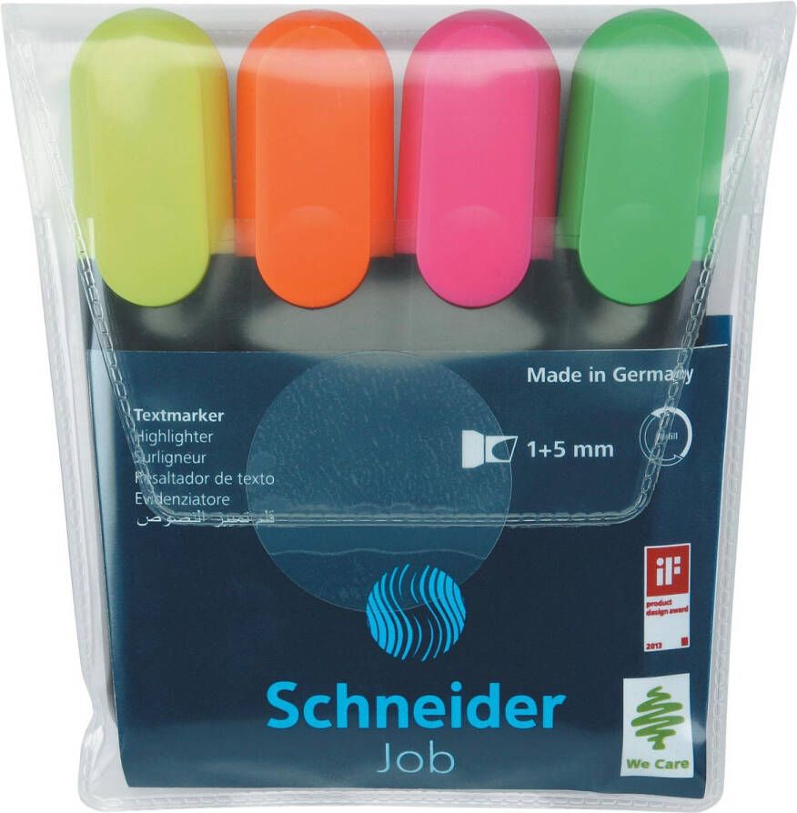 Schneider markeerstift Job 150, etui van 8 stuks in geassorteerde kleuren