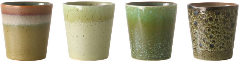 HKliving 70's Koffiemok Set van 4 0, 18 L Spring Green