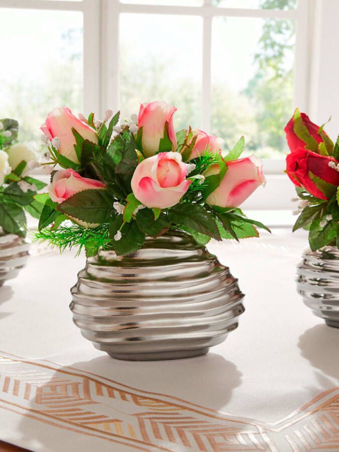 KLiNGEL Bloemstuk Rozen in vaas Wit