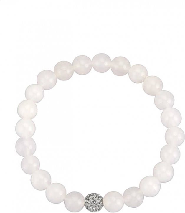 KLiNGEL Armband van kwartskralen en 1 witte kristalkraal Wit