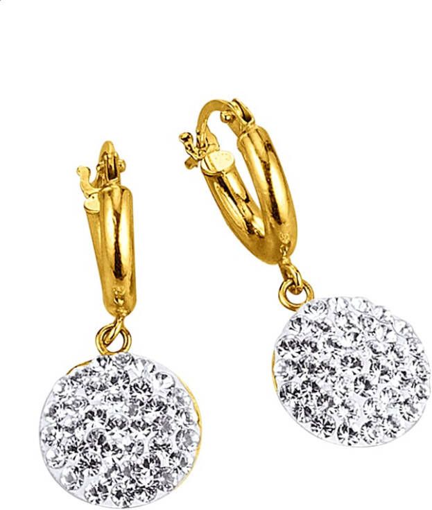 KLiNGEL Creolen met kristallen, 9 kt. Goudkleur