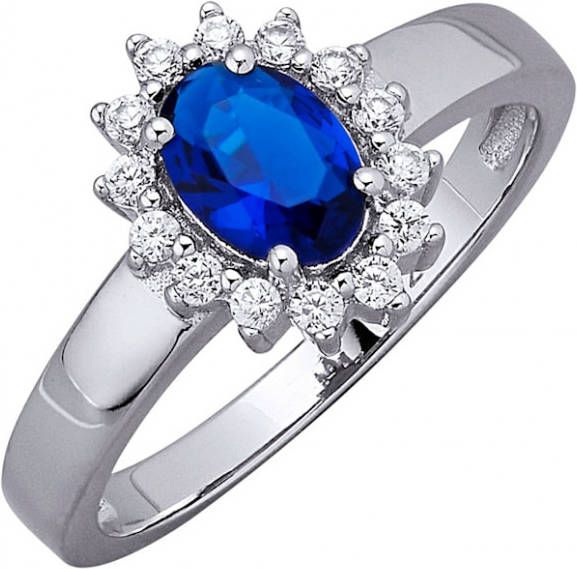 KLiNGEL Damesring met kristal en synth. zirkonia's, echt zilver Zilverkleur