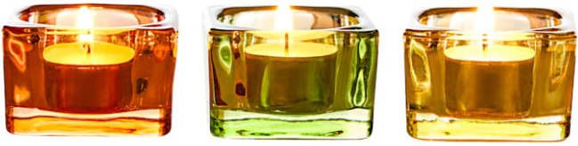 KLiNGEL Set van 3 waxinelichthouders Groen/Geel/Oranje