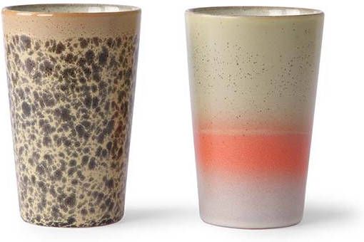 HKliving Theekoppen Titan 70's keramiek set van 2